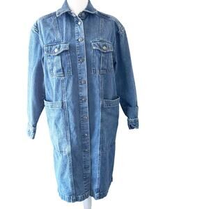 Future Collective Reese Blutstein Denim Shirt Dress Button Front Size S